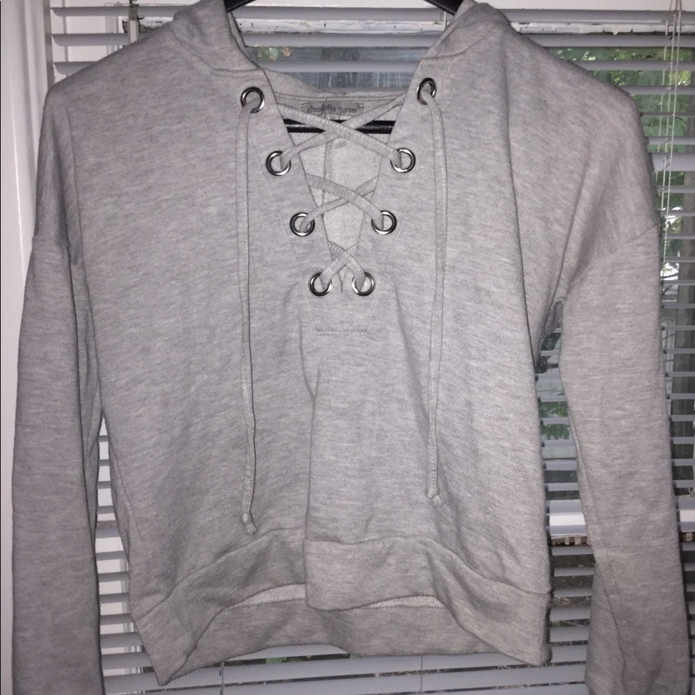 💛 Cropped Lace Up Hoodie